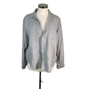 Frank & Eileen Women's Large Solid Gray Flannel Eileen V-neck Button Shirt